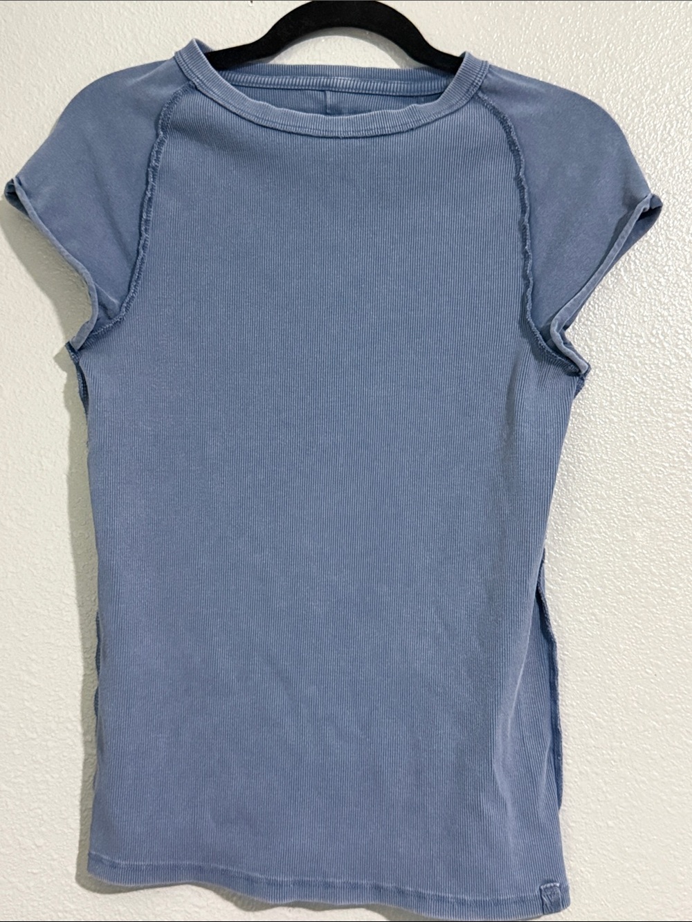 We The Free Dusty Blue Short Sleeve Ribbed Tee